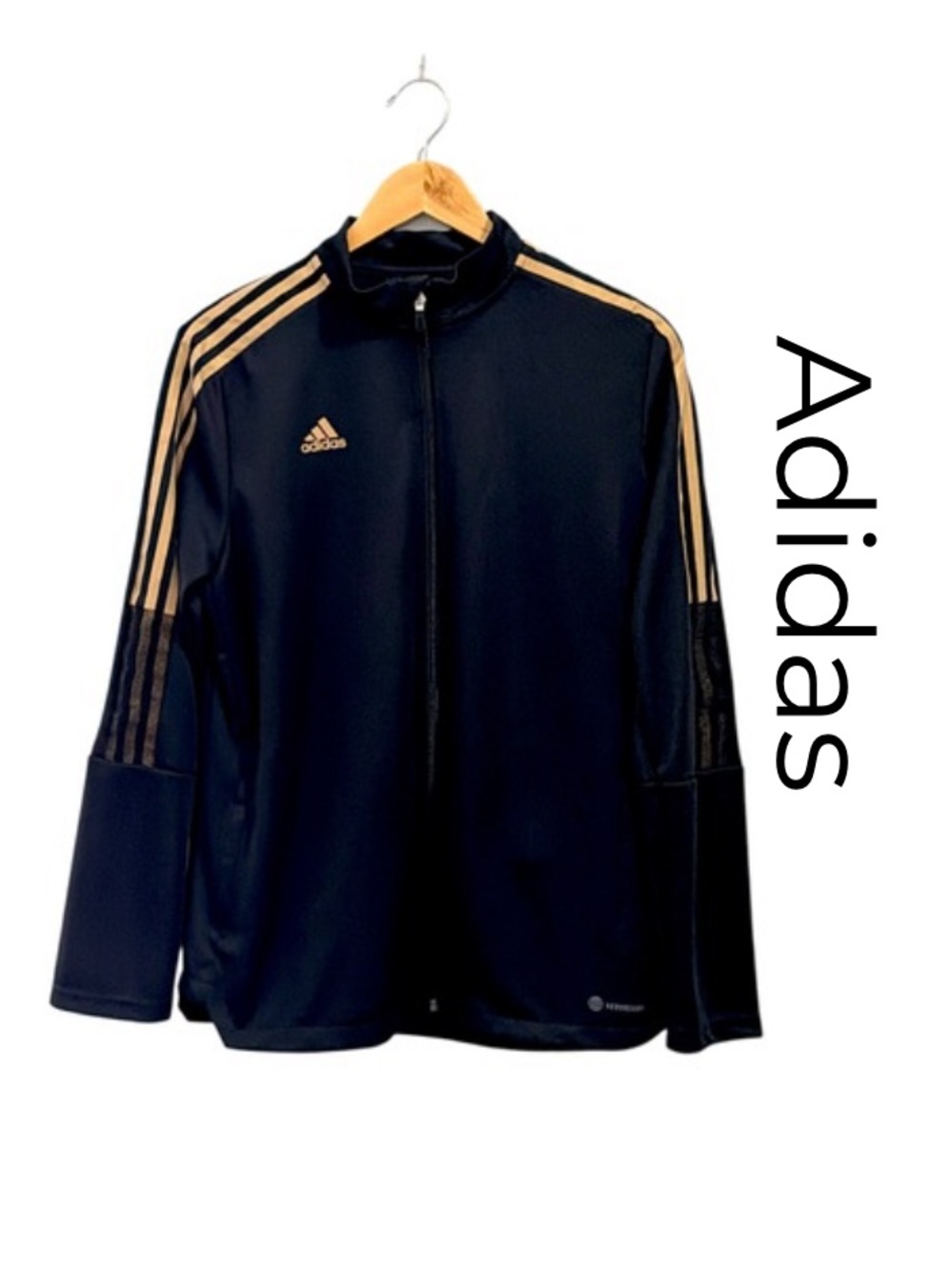 Adidas Tiro 3 Stripe Track Jacket Womens sz XL Black & Gold Soccer NWT!